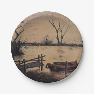 Prato De Papel Pesca no lago