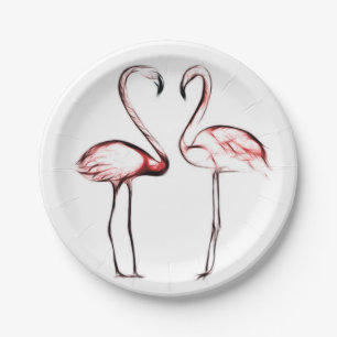 Prato De Papel Pêssego Flamingos Rosa Flamingo Chic Moderno Pisci