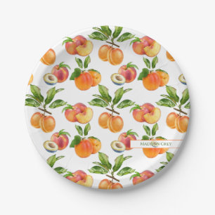 Prato De Papel Pêssegos, damascos e padrões de Fruta de ameixas
