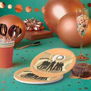 Prato De Papel Pessoas retrorreflectoras com Círculos Abstrato