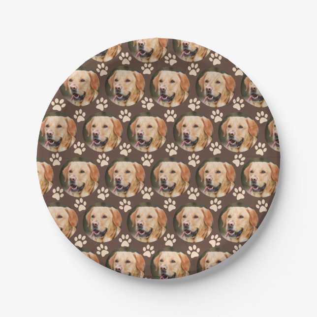 Prato De Papel Pet Photo Pattern Dog Brown (Frente)