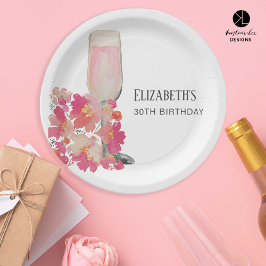 Prato De Papel Petais e aniversário de 30 anos Prosecco - Chic Fl