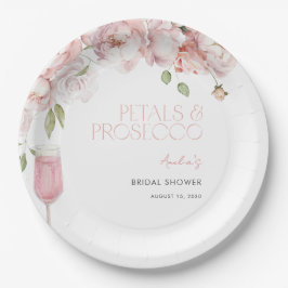 Prato De Papel Petais e Prosecco Chá de panela Floral Rosa Modern