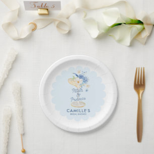 Prato De Papel Pétalas Azuis e Prosecco