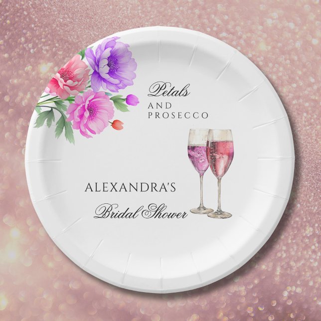 Prato De Papel Pétalas de Peônia Rosa e Chá de Bebê com Prosecco (Criador carregado)