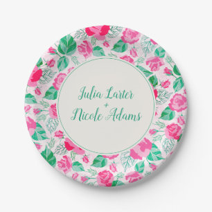 Prato De Papel Pétalas de Rosa Flores Jardim Casamento Rosa Verde