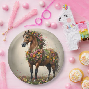 Prato De Papel Pétalas E Cascos: Jardim de Fantasia Marrom Horse