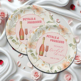 Prato De Papel Pétalas e Prosecco Dourado Floral Chá de Noiva