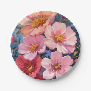 Prato De Papel Pétalas em Flor Pintura em Aquarela Floral