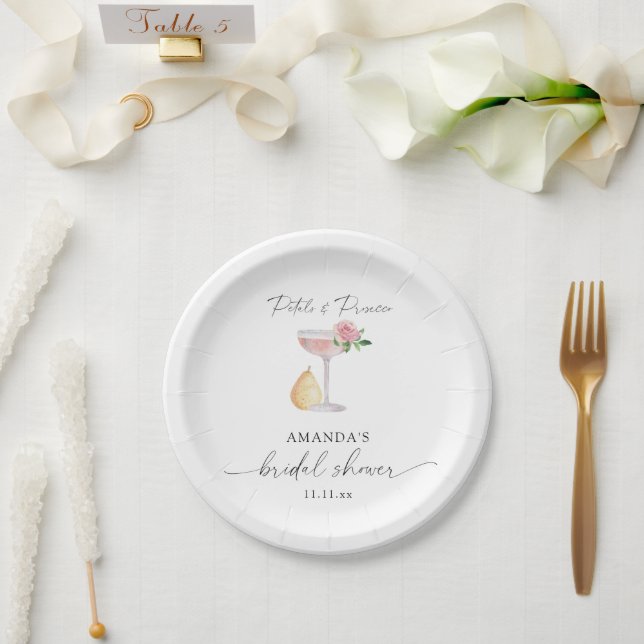 Prato De Papel Pétalas & Prosecco - chá de noiva (Casamento)
