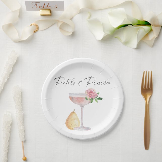 Prato De Papel Pétalas & Prosecco - chá de noiva (Casamento)