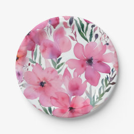 Prato De Papel Pétalas Rosas | Flores Pintadas com Aquarela