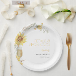 Prato De Papel Petals & Prosecco Boho Chá de panela de girassol