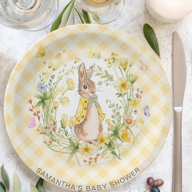 Prato De Papel Peter Rabbit Wildflower & Gingham Chá de fraldas (Criador carregado)
