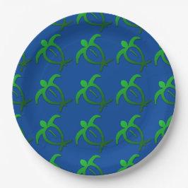 Prato De Papel Petroglyph havaiano de Honu no azul (telhado)