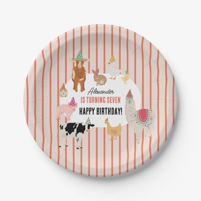 Prato De Papel Petting Zoo Party Animals Barnyard Birthday Theme (Frente)