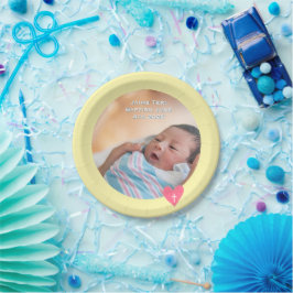Prato De Papel Photo Paper Plate Baptism Yellow Shower