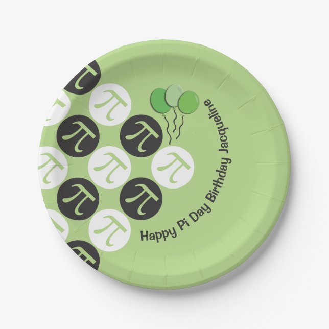 Prato De Papel Pi Day Birthday Plate (Frente)