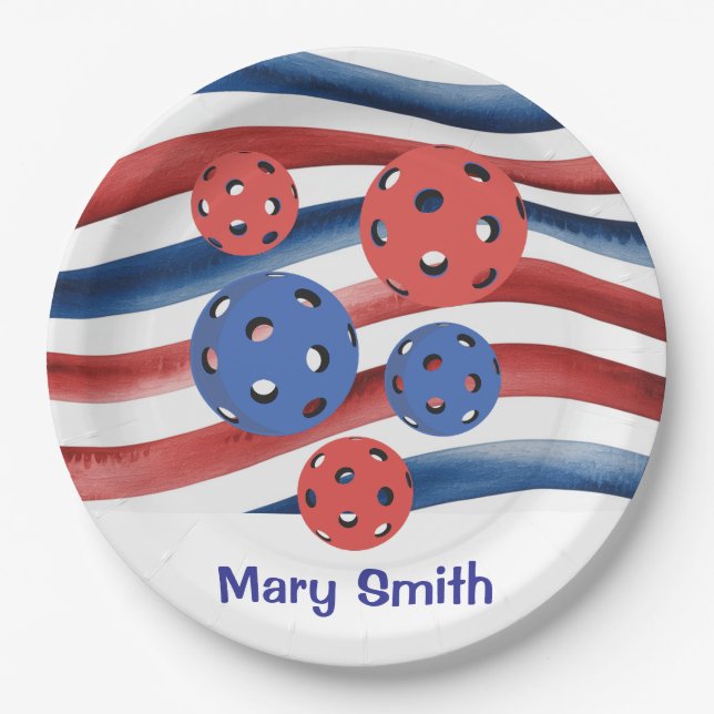 Prato De Papel Pickleball  American themed for 4th July  (Frente)