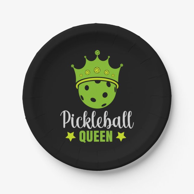 Prato De Papel Pickleball Queen Funny Pickle Queen (Frente)