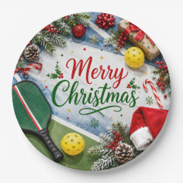 Prato De Papel Pickleball tema de Natal
