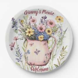 Prato De Papel Picnic Plates - Bonito Flores Selvagens e Vase