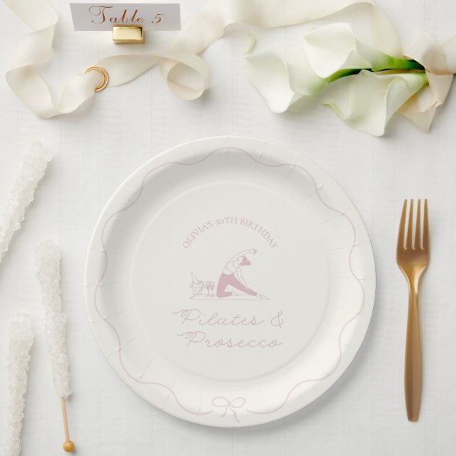 Prato De Papel Pilates e prosecco de aniversário para qualquer id (Casamento)