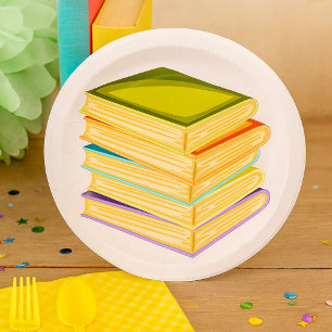 Prato De Papel Pilha de Livros Amante de Livros Arte e Leitura