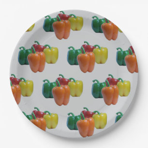 Prato De Papel Pimenta-Pimenta-Celular Vermelha, Laranja, Verde e