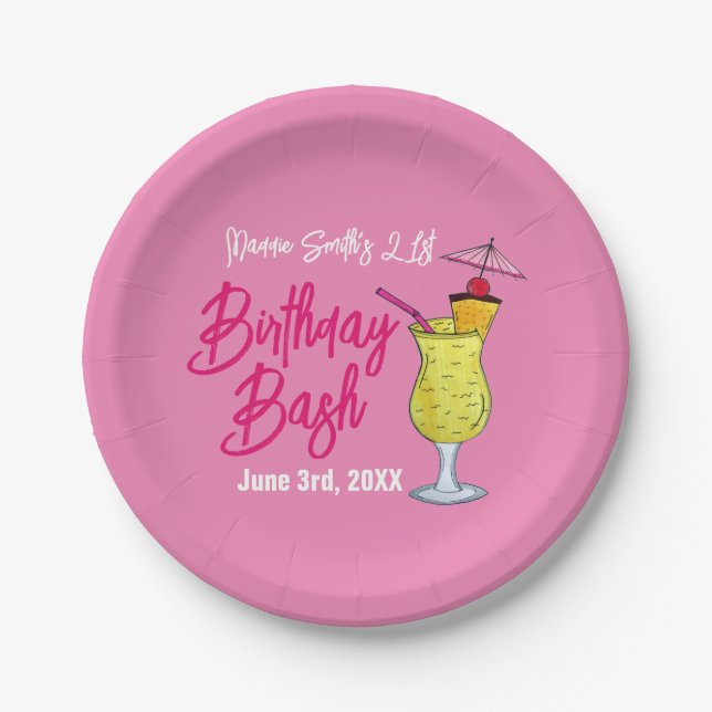 Prato De Papel Piña Colada Puerto Rican Pineapple Cocktail Party (Frente)