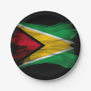 Prato De Papel Pincel da bandeira da Guiana derrame, bandeira nac