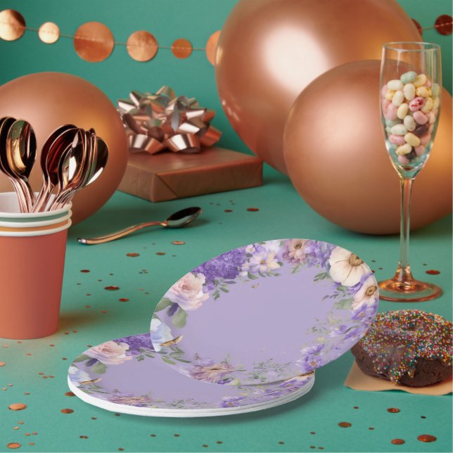 Prato De Papel Pincel De Papel Pintado Com Violetas Roxas (Múltiplo)