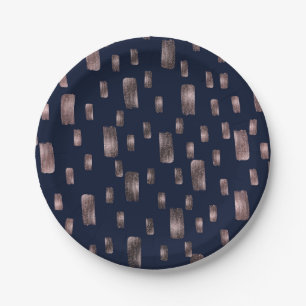 Prato De Papel Pincel Moderno Rosa Dourado & Azul Marinho Brilho