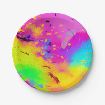 Pincelada Abstrata Rosa Neon