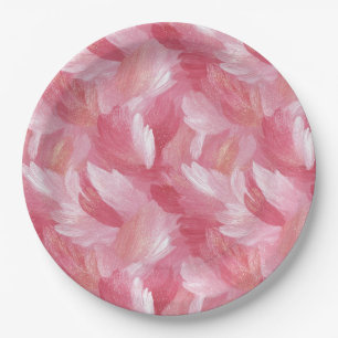 Prato De Papel Pincelada Rosa Brilho Padrão Abstrato