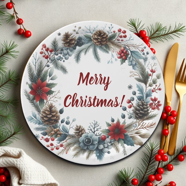 Prato De Papel Pine de inverno Floral Cones Wreath (Criador carregado)