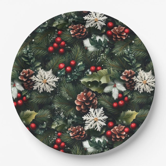 Prato De Papel Pine & Holly Harmony (Frente)
