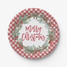 Pine & Holly Rustic Farmhouse Gingham Christmas