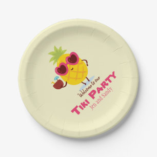 Prato De Papel Pineapple Tiki - Partido Personalizado Papel Plate