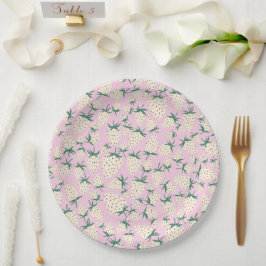 Prato De Papel Pineberry Morango Branco para CHUVEIRO DE NOIVA PE