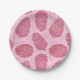 Prato De Papel Pineges de Natal Rosa e Vermelho