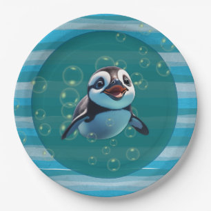Prato de Papel Pinguim Bebê