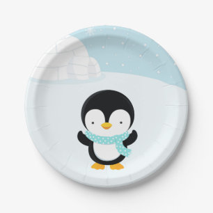 Prato De Papel Pinguim bonito