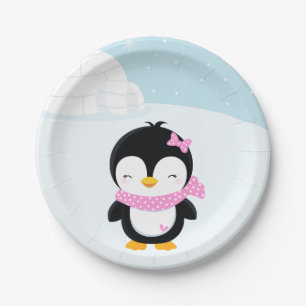 Prato De Papel Pinguim bonito