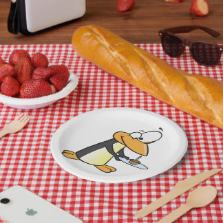 Prato De Papel Pinguim Com Placas De Papel Animal Engraçadas Com