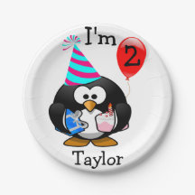 Pinguim de Desenho Animado Personalizado Aniversár