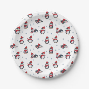 Prato De Papel Pinguins Cutes Pássaros De Inverno Animais Árctico