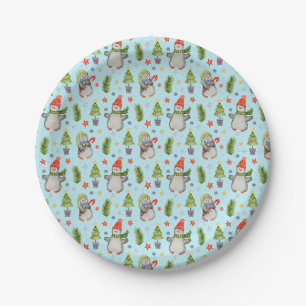 Prato De Papel Pinguins de Natal para o Polo Norte
