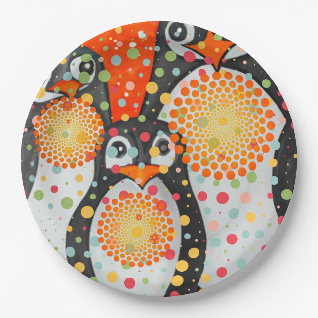 Prato De Papel Pinguins Fantásticos (Frente)