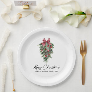 Prato De Papel Pinheiros Aquarela Caligrafia Natal